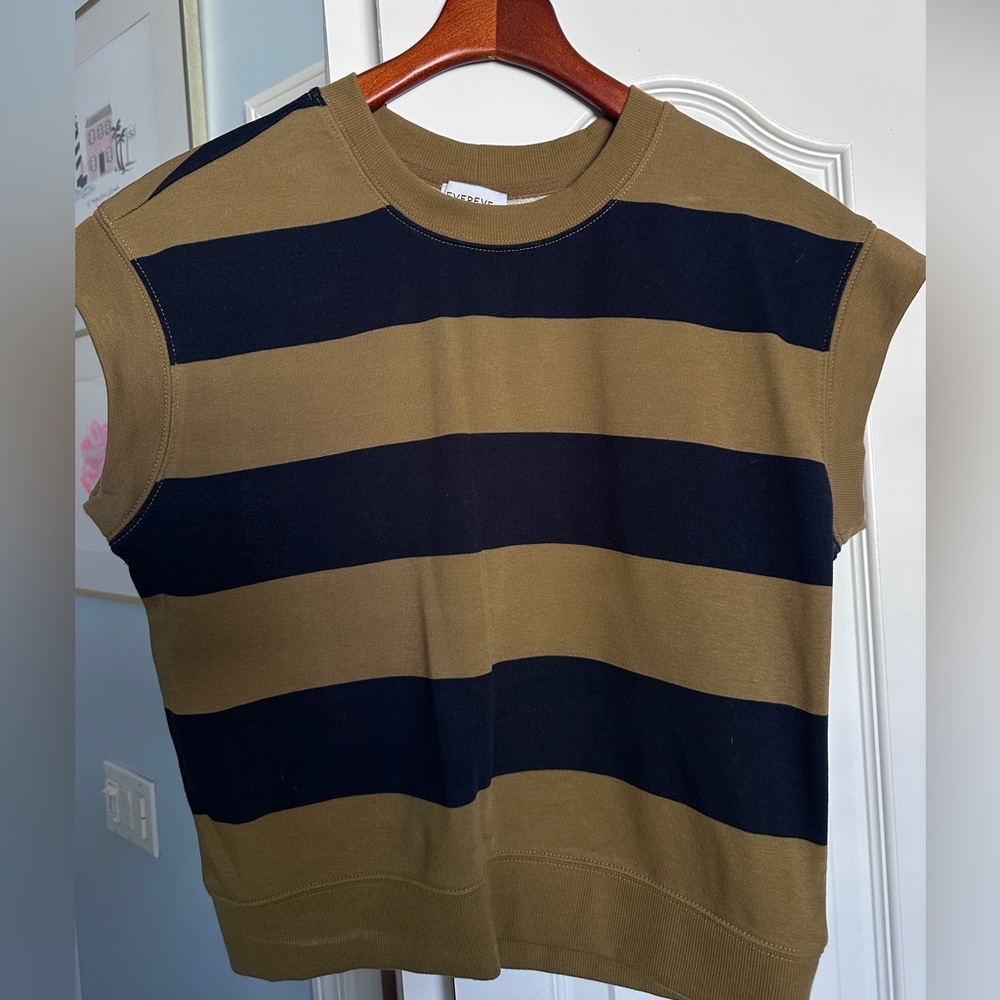 Evereve Green and Black Striped Top